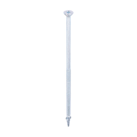 This is an image of Timco - Metal Construction Timber to Light Section Screws - Countersunk - Wing-Tip - Self-Drilling - Zinc 5.5 x 150mm - (100 PCS Box) LW150B