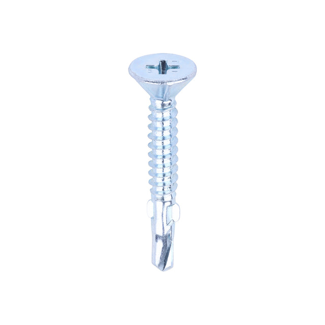 This is an image of Timco - Metal Construction Timber to Light Section Screws - Countersunk - Wing-Tip - Self-Drilling - Zinc 4.2 x 32mm - (200 PCS Box) LW32B
