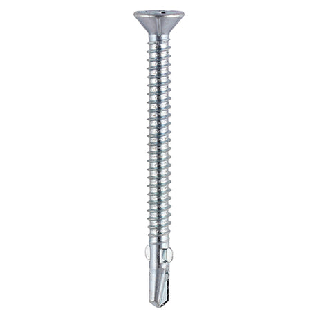 This is an image of Timco - Metal Construction Timber to Light Section Screws - Countersunk - Wing-Tip - Self-Drilling - Zinc 4.8 x 38mm - (260 PCS TIMbag) LW38BB
