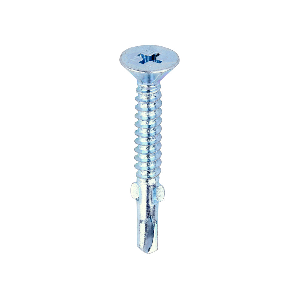 This is an image of Timco - Metal Construction Timber to Light Section Screws - Countersunk - Wing-Tip - Self-Drilling - Zinc 4.8 x 38mm - (200 PCS Box) LW38B