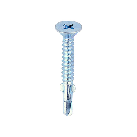 This is an image of Timco - Metal Construction Timber to Light Section Screws - Countersunk - Wing-Tip - Self-Drilling - Zinc 4.8 x 38mm - (200 PCS Box) LW38B