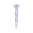 This is an image of Timco - Metal Construction Timber to Light Section Screws - Countersunk - Wing-Tip - Self-Drilling - Exterior - Silver Organic 4.2 x 38mm - (200 PCS Box) LW4238S