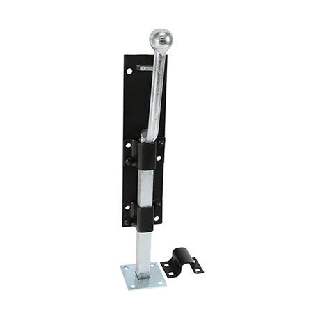 This is an image of Timco - Monkey Tail Bolt - Black 12" (1 Each Plain Bag) MBS12BB