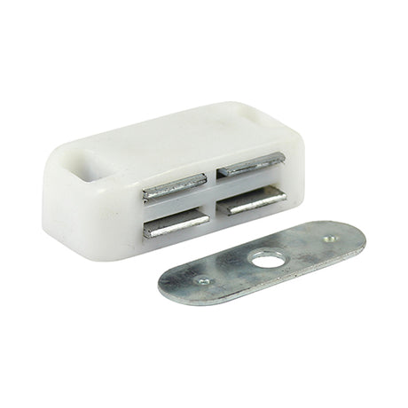 This is an image of Timco - Magnetic Catches - White 4kg - (2 PCS TIMpac) MC4P