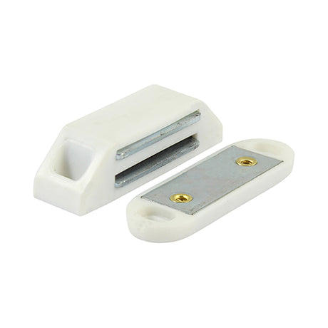 This is an image of Timco - Magnetic Catches - White 6kg - (2 PCS TIMpac) MC6P