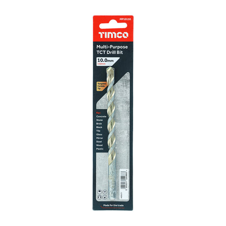 This is an image of Timco - TCT Multi-Purpose Drill Bit 10.0 x 150 (1 Each Blister Pack) MP10150