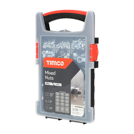 This is an image of Timco - Mixed Nuts Grab Pack - Zinc - (980 PCS Tray) NUTGPACK