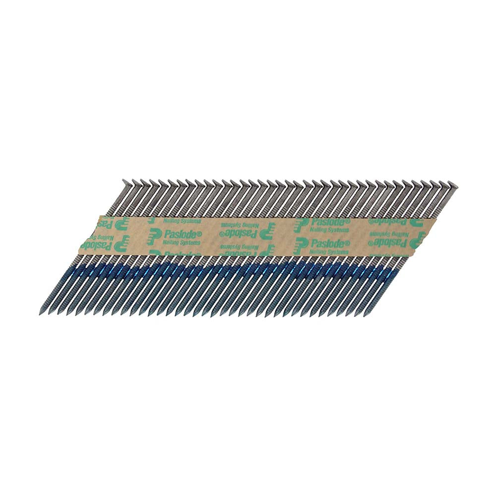 This is an image of Paslode IM350+ Nails & Fuel Cells Trade Pack - Ring Shank - Bright - 141226 3.1 x 75mm/2CFC (2200 PCS Box) PAS141226