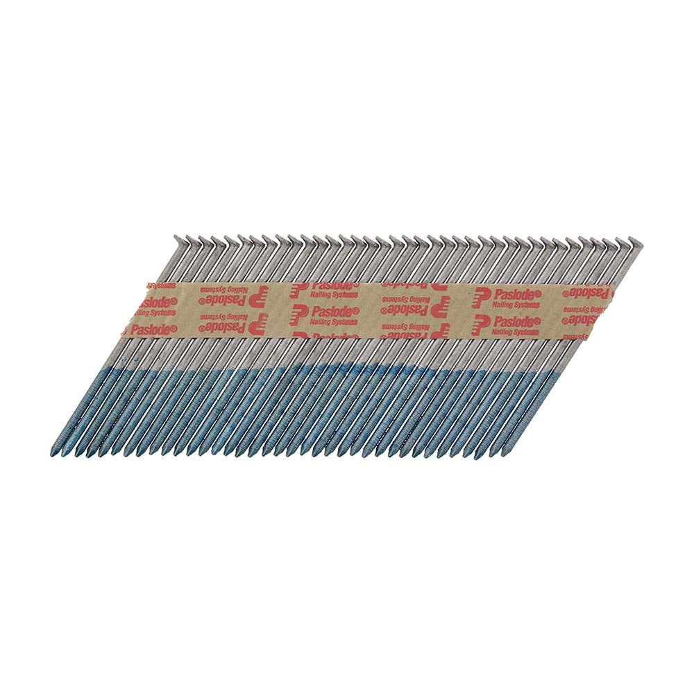 This is an image of Paslode IM350+ Nails & Fuel Cells Trade Pack - Plain Shank - Hot Dipped Galvanised - 141235 3.1 x 90mm/2CFC (2200 PCS Box) PAS141235