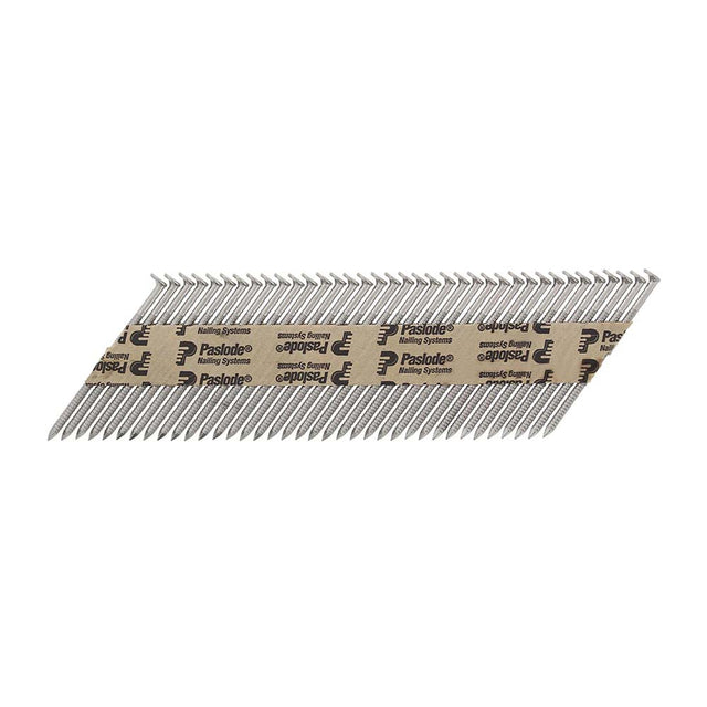 This is an image of Paslode IM350+ Nails & Fuel Cells Retail Pack - Ring Shank - Stainless Steel - 141261 2.8 x 63mm/1CFC (1100 PCS Box) PAS141261