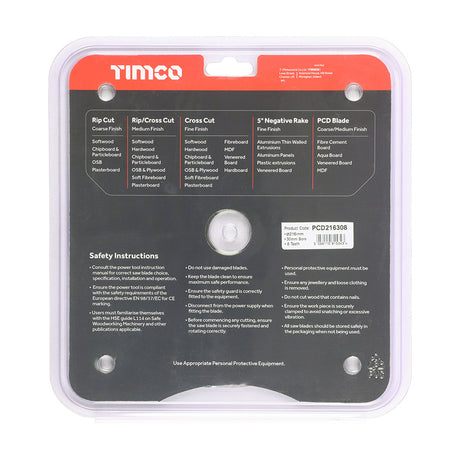 This is an image of Timco - PCD Fibre Cement Saw Blade 216 x 30 x 8T (1 Each Clamshell) PCD216308