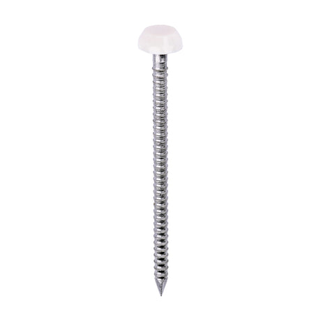 This is an image of Timco - Polymer Headed Pins - A4 Stainless Steel - Cream 40mm (250 PCS Box) PP40CC
