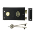 This is an image of Timco - Narrow Rim Sashlock Reverse Bolt - Epoxy Black 140 x 76 (1 Each Bag) RSLRB
