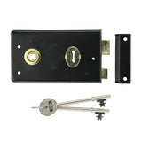 This is an image of Timco - Narrow Rim Sashlock Reverse Bolt - Epoxy Black 140 x 76 (1 Each Bag) RSLRB