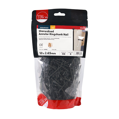 This is an image of Timco - Annular Ringshank Nails - Sherardised 50 x 2.65mm (1 Kg TIMbag) SAR50B
