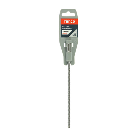 This is an image of Timco - SDS Plus Hammer Bit 5.0 x 210 (1 Each Clip) SDS5210