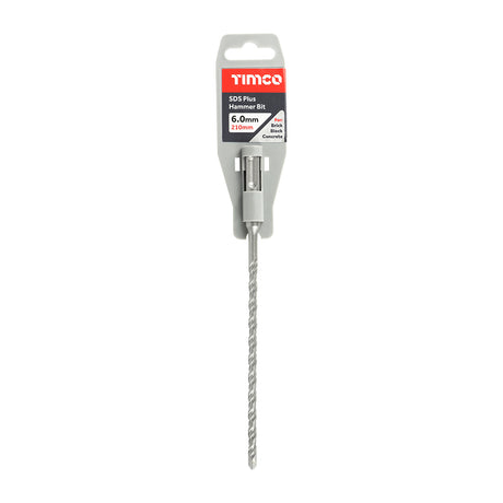 This is an image of Timco - SDS Plus Hammer Bit 6.0 x 210 (1 Each Clip) SDS6210