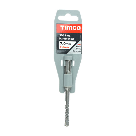 This is an image of Timco - SDS Plus Hammer Bit 7.0 x 110 (1 Each Clip) SDS7110