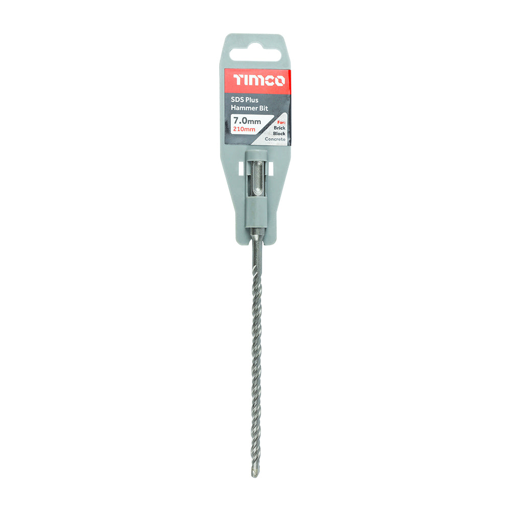 This is an image of Timco - SDS Plus Hammer Bit 7.0 x 210 (1 Each Clip) SDS7210