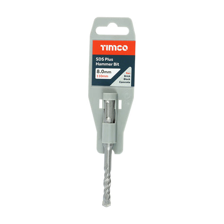 This is an image of Timco - SDS Plus Hammer Bit 8.0 x 110 (1 Each Clip) SDS8110