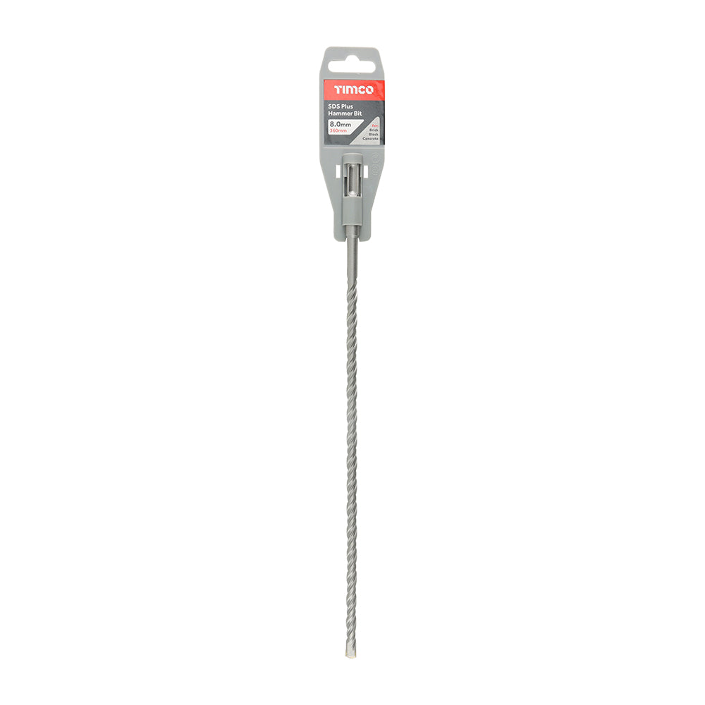 This is an image of Timco - SDS Plus Hammer Bit 8.0 x 360 (1 Each Clip) SDS8360