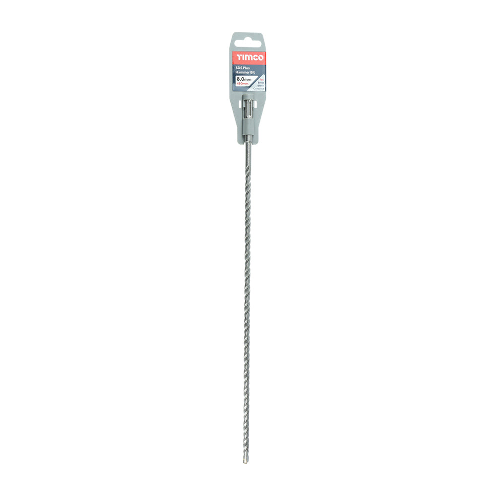 This is an image of Timco - SDS Plus Hammer Bit 8.0 x 450 (1 Each Clip) SDS8450