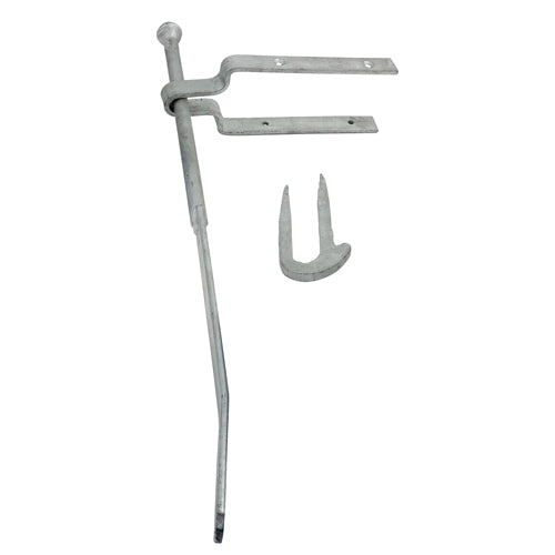 This is an image of Timco - Spring Gate Fastener Set With Staple Catch - Hot Dipped Galvanised 610mm (1 Each Plain Bag) SFF610G