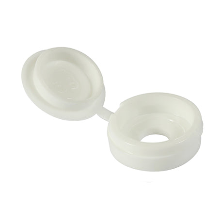 This is an image of Timco - Hinged Screw Caps - Small - White To fit 3.0 to 4.5 Screw - (100 PCS TIMpac) SHCCWHITEP