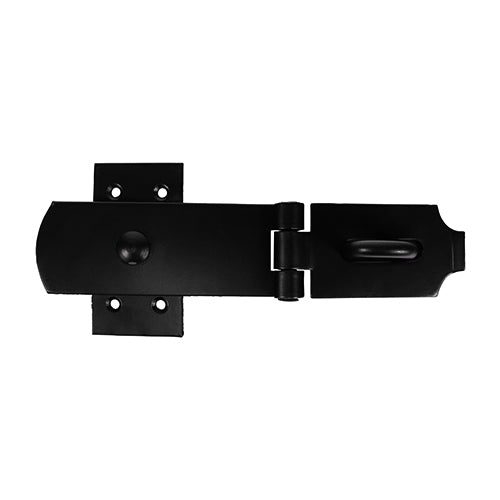 This is an image of Timco - Swivel Pattern Hasp & Staple - Heavy Duty - Black 8" (1 Each Plain Bag) SHS8BB