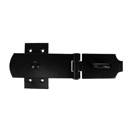 This is an image of Timco - Swivel Pattern Hasp & Staple - Heavy Duty - Black 8" (1 Each Plain Bag) SHS8BB