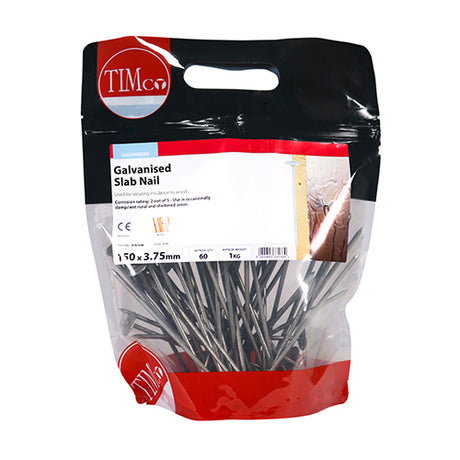 This is an image of Timco - Slab Nails - Galvanised 150 x 3.75mm (1 Kg TIMbag) SLN150B