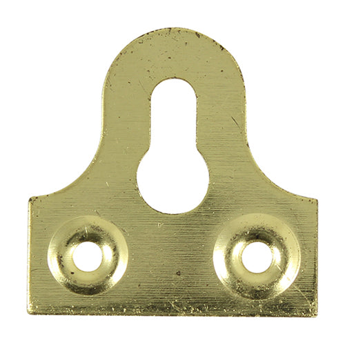 This is an image of Timco - Mirror Plates - Slotted - Electro Brass 32mm (4 Pieces TIMpac) SMP32P