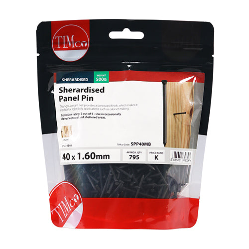 This is an image of Timco - Panel Pins - Sherardised 40 x 1.60mm (0.5 Kg TIMbag) SPP40MB