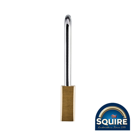 This is an image of Squire - Premium Brass Lion Padlock - 2.5" Stainless Steel Shackle - LN4S/2.5 40mm (1 Each Blister Pack) SQR701401
