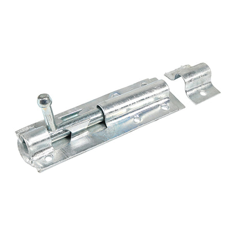This is an image of Timco - Straight Tower Bolt - Zinc 4" (1 Each Plain Bag) TBS4ZB