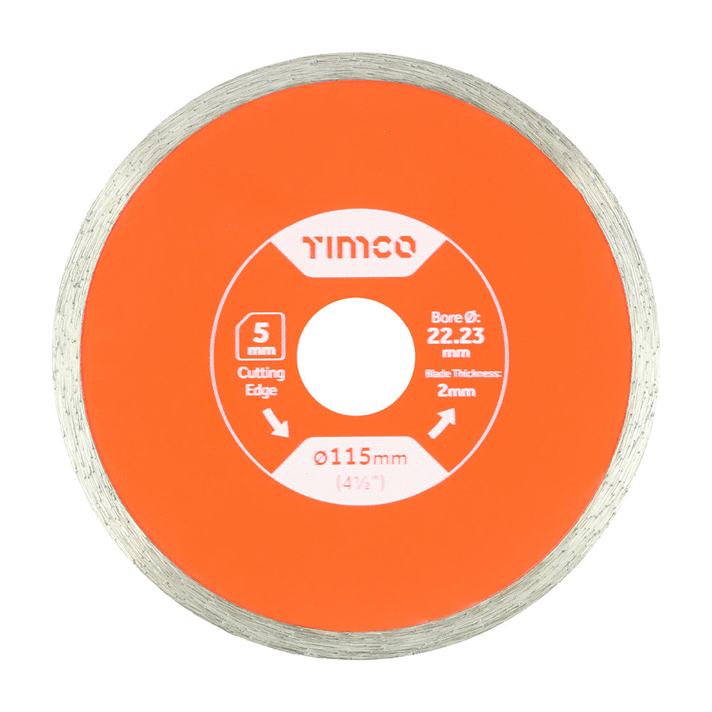 This is an image of Timco - General Purpose Tile & Ceramic Diamond Blade - Continuous 115 x 22.2 (1 Each Box) TE115222