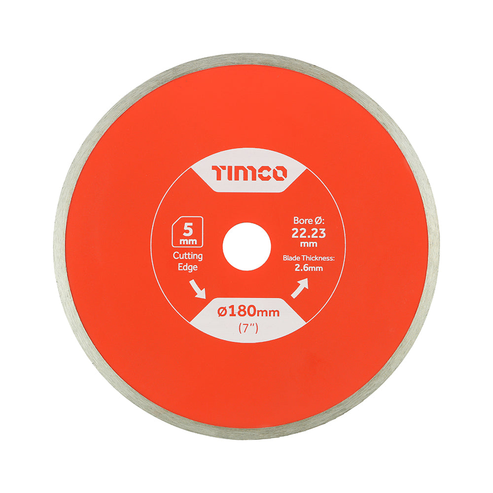 This is an image of Timco - General Purpose Tile & Ceramic Diamond Blade - Continuous 180 x 22.2 (1 Each Box) TE180222