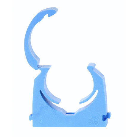 This is an image of Timco - MDPE Pipe Clips - Hinged - Single 35mm - (10 PCS Bag) TMS35