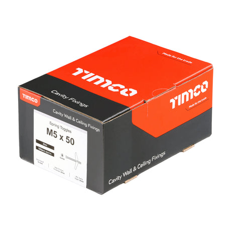 This is an image of Timco - Spring Toggles - Zinc M5 x 50mm - (100 PCS Box) TOG550