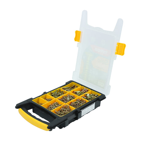 This is an image of Timco - Solo Chipboard & Woodscrews - Mixed Tray - PZ - Double Countersunk - Yellow - (1200 PCS Tray) TRAY1200