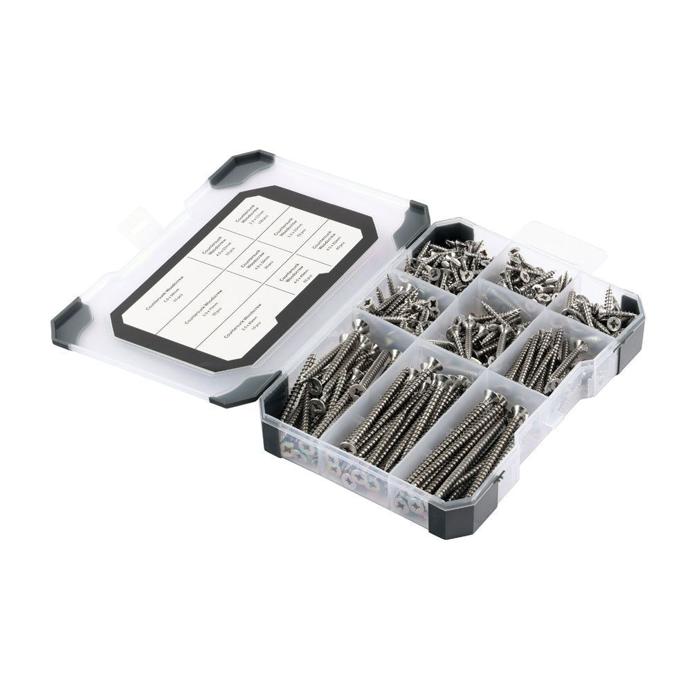 This is an image of Timco - Mixed Tray - Woodscrews ÃƒÆ’Ã†€™Ãƒ€ ‚¬„¢ÃƒÆ’‚¬ Ãƒ¢€š¬€ž¢ÃƒÆ’Ã†€™Ãƒ¢€š¬Ã…¡¢ÃƒÆ’Ã†€™Ãƒ€ ‚¬„¢¢ÃƒÆ’Ã†€™Ãƒ€š¢ÃƒÆ’¢Ãƒ¢€š¬Ã…¡Ãƒ€š¬ÃƒÆ’‚¬¦Ãƒ€š¡ÃƒÆ’Ã†€™Ãƒ¢€š¬Ã…¡¬ÃƒÆ’Ã†€™Ãƒ€ ‚¬„¢¢ÃƒÆ’Ã†€™Ãƒ€š¢ÃƒÆ’¢Ãƒ¢‚¬Å¡¬Ãƒ€¦¡¬ÃƒÆ’Ã†€™Ãƒ¢€š¬¦ÃƒÆ’¢Ãƒ¢‚¬Å¡¬Ãƒ€¦‚¬Å“ A2 Stainless Steel - (340 PCS Tray) TRAY380