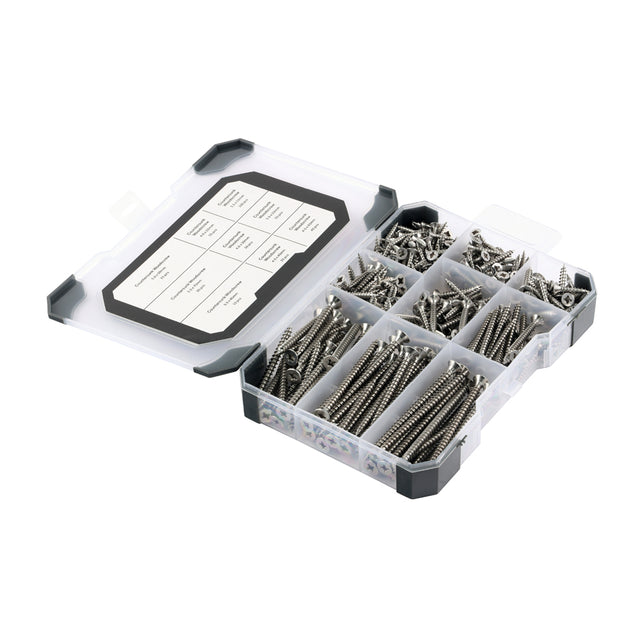 This is an image of Timco - Mixed Tray - Woodscrews ÃƒÆ’Ã†€™Ãƒ€ ‚¬„¢ÃƒÆ’‚¬ Ãƒ¢€š¬€ž¢ÃƒÆ’Ã†€™Ãƒ¢€š¬Ã…¡¢ÃƒÆ’Ã†€™Ãƒ€ ‚¬„¢¢ÃƒÆ’Ã†€™Ãƒ€š¢ÃƒÆ’¢Ãƒ¢€š¬Ã…¡Ãƒ€š¬ÃƒÆ’‚¬¦Ãƒ€š¡ÃƒÆ’Ã†€™Ãƒ¢€š¬Ã…¡¬ÃƒÆ’Ã†€™Ãƒ€ ‚¬„¢¢ÃƒÆ’Ã†€™Ãƒ€š¢ÃƒÆ’¢Ãƒ¢‚¬Å¡¬Ãƒ€¦¡¬ÃƒÆ’Ã†€™Ãƒ¢€š¬¦ÃƒÆ’¢Ãƒ¢‚¬Å¡¬Ãƒ€¦‚¬Å“ A2 Stainless Steel - (340 PCS Tray) TRAY380