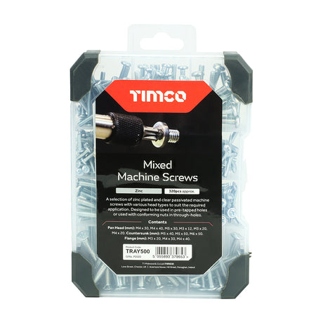 This is an image of Timco - Mixed Tray - Machine Screws - Zinc - (320 PCS Tray) TRAY500
