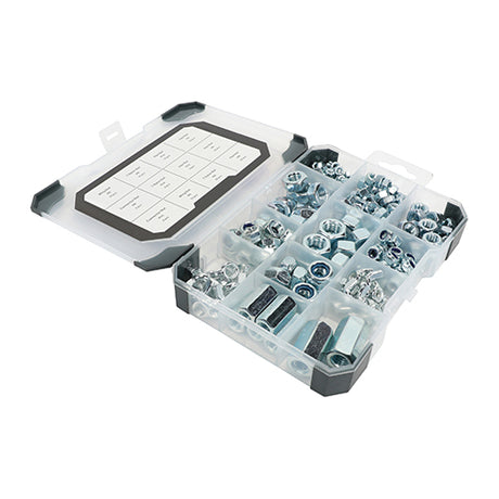This is an image of Timco - Mixed Tray - Nuts - Zinc - (243 PCS Tray) TRAY540