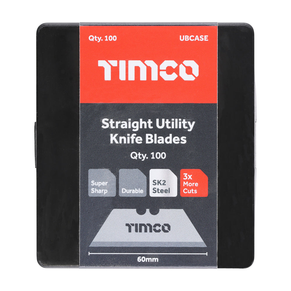 This is an image of Timco - Utility Knife Blades 60 x 19 x 0.6 (100 Pieces Case) UBCASE