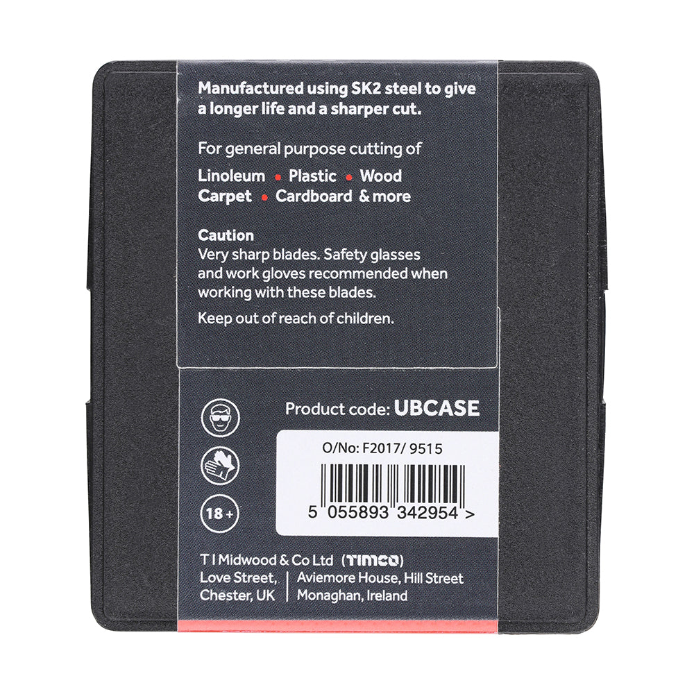This is an image of Timco - Utility Knife Blades 60 x 19 x 0.6 (100 Pieces Case) UBCASE