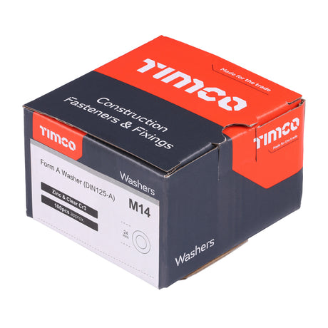 This is an image of Timco - Form A Washers - Zinc M14 - (100 PCS Box) WA14Z