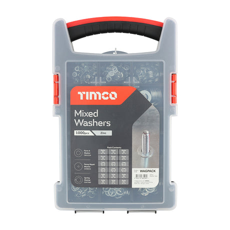 This is an image of Timco - Mixed Washers Grab Pack - Zinc - (1000 PCS Tray) WAGPACK