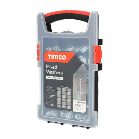 This is an image of Timco - Mixed Washers Grab Pack - Zinc - (1000 PCS Tray) WAGPACK