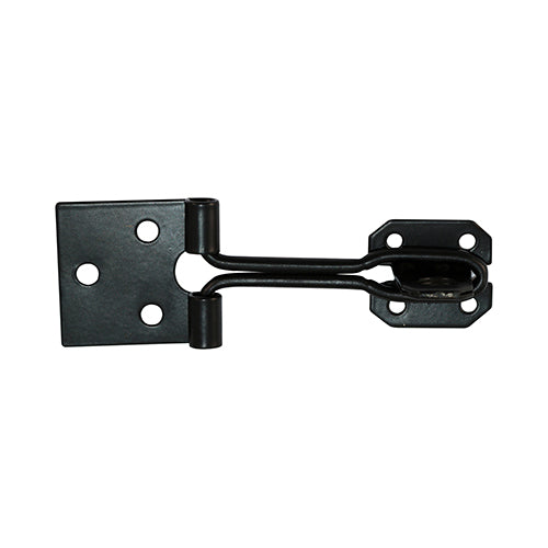 This is an image of Timco - Wire Pattern Hasp & Staple - Black 6" (1 Each Plain Bag) WHS6BB